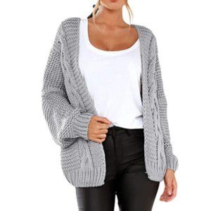 Women Open Front Long Sleeve Knit Cardigan Sweater